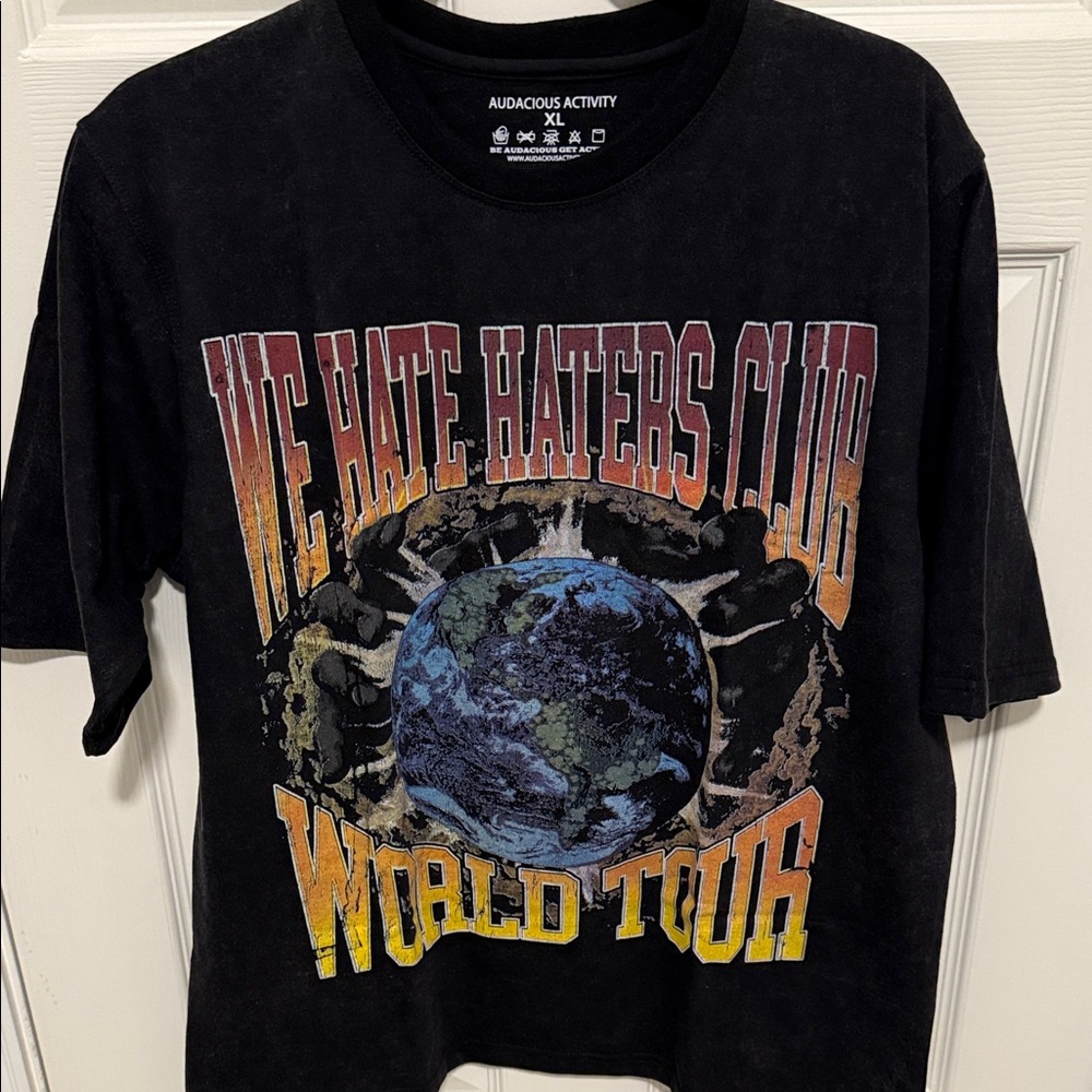 We Hate Haters Club Black Graphic World Tour Tee Sz XL